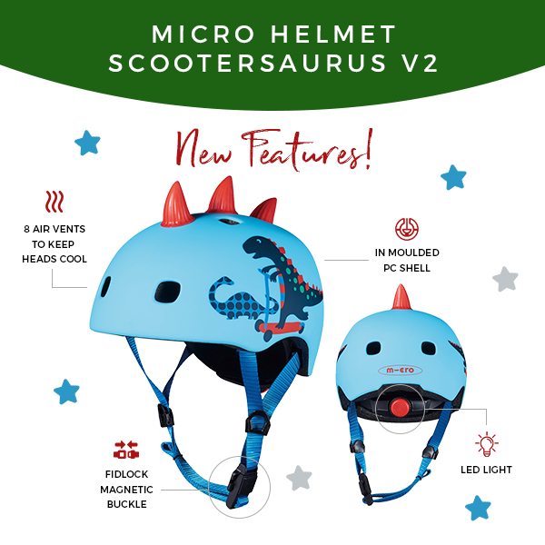 Micro Deluxe per Bambini CASCO 3D scootersaurus piccola o media 